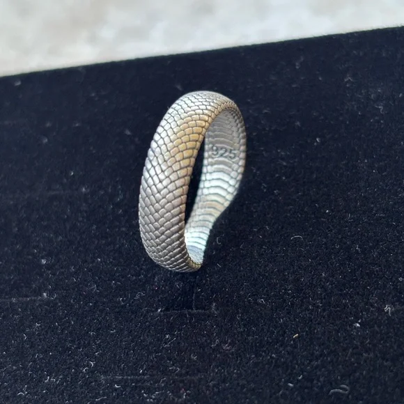 Brand New Sterling Silver 925 Snakeskin Wedding Band Ring Handcrafted Minimalist